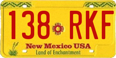 NM license plate 138RKF