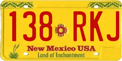 NM license plate 138RKJ