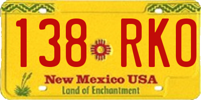 NM license plate 138RKO