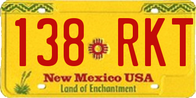 NM license plate 138RKT