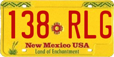 NM license plate 138RLG