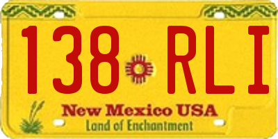 NM license plate 138RLI