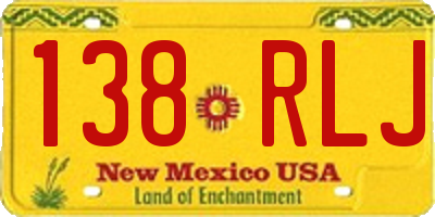 NM license plate 138RLJ