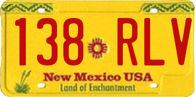 NM license plate 138RLV
