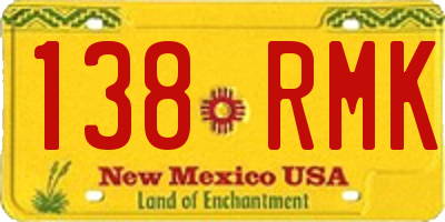 NM license plate 138RMK