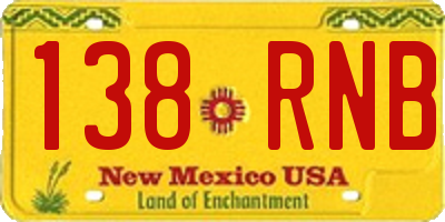 NM license plate 138RNB