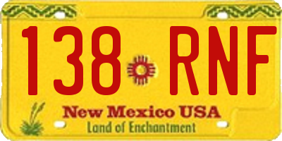 NM license plate 138RNF