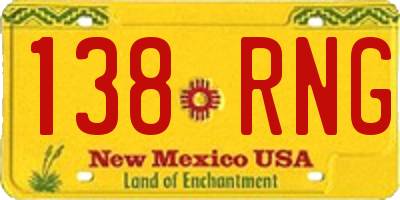NM license plate 138RNG