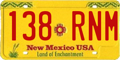 NM license plate 138RNM