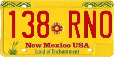 NM license plate 138RNO