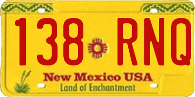 NM license plate 138RNQ
