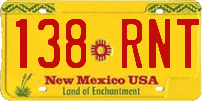 NM license plate 138RNT