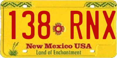 NM license plate 138RNX
