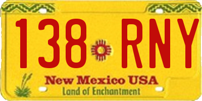 NM license plate 138RNY