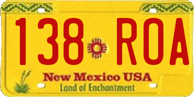 NM license plate 138ROA