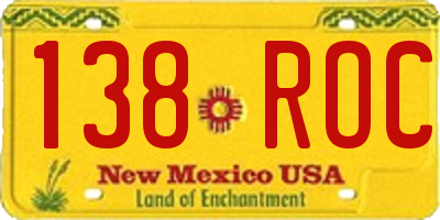 NM license plate 138ROC