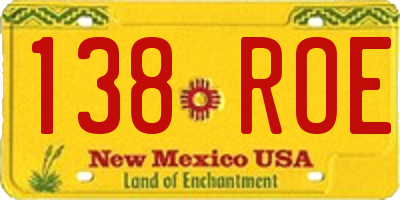 NM license plate 138ROE