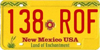 NM license plate 138ROF