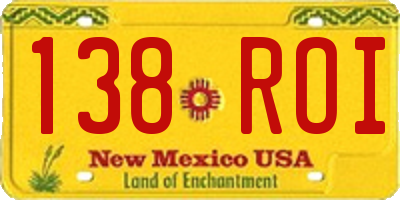 NM license plate 138ROI
