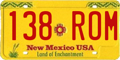 NM license plate 138ROM
