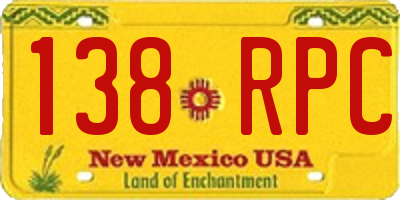 NM license plate 138RPC