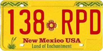 NM license plate 138RPD