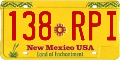 NM license plate 138RPI