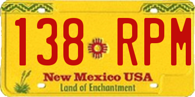 NM license plate 138RPM