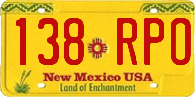 NM license plate 138RPO