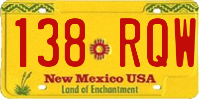 NM license plate 138RQW