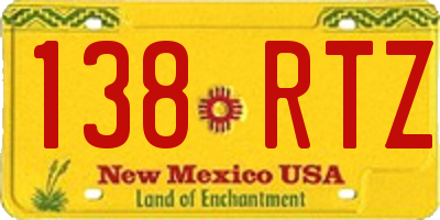 NM license plate 138RTZ