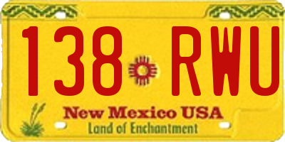 NM license plate 138RWU