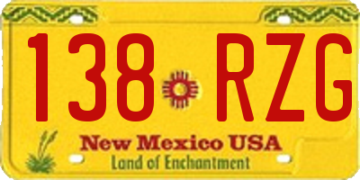 NM license plate 138RZG