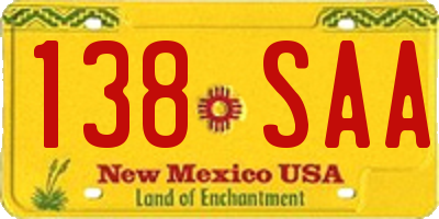 NM license plate 138SAA