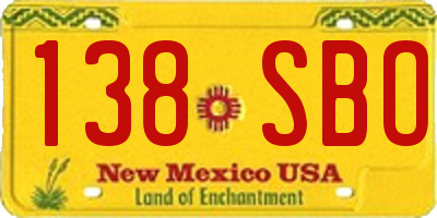 NM license plate 138SBO