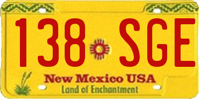 NM license plate 138SGE