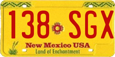 NM license plate 138SGX