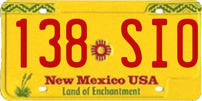NM license plate 138SIO