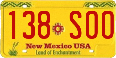 NM license plate 138SOO