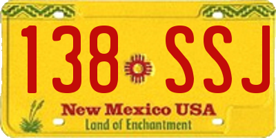 NM license plate 138SSJ