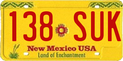 NM license plate 138SUK