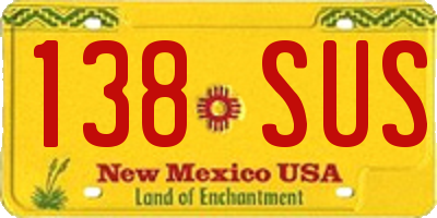 NM license plate 138SUS
