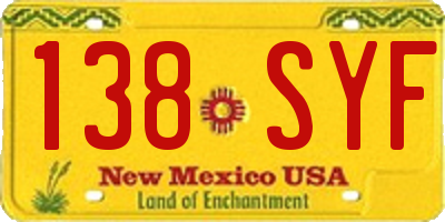 NM license plate 138SYF