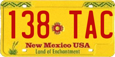 NM license plate 138TAC
