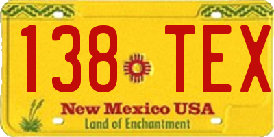 NM license plate 138TEX