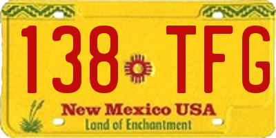 NM license plate 138TFG