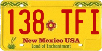 NM license plate 138TFI