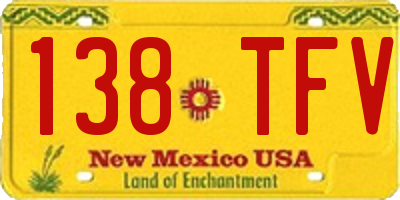 NM license plate 138TFV
