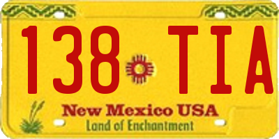NM license plate 138TIA