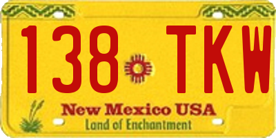 NM license plate 138TKW